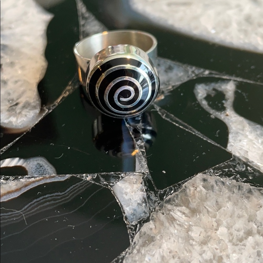 Sterling silver spiral statement ring